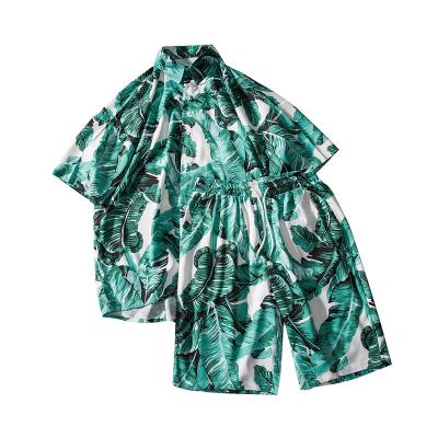 China Fashion Hawaiian men's hot sale anti-shrink price suitable men's printing shirt beach shirt and shorts set for sale