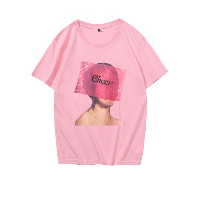 China Custom Cartoon Print T-shirt Streetwear Anti-Wrinkle T-shirt Women Cotton Printing Universal Loose Sportswear for sale