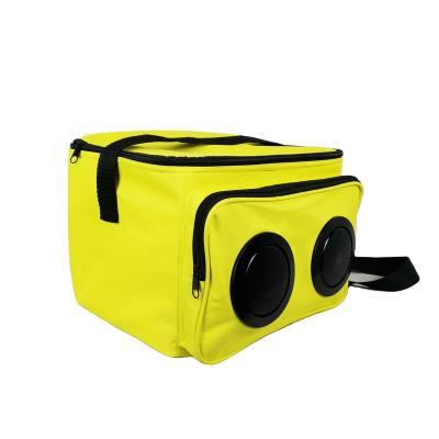 China 2021Custom Logo Waterproof Polyester Insulated Beer Can Holder Striped Picnic Cooler Bag With Speaker&Subwoofer For Parties/Festivals/Beach for sale