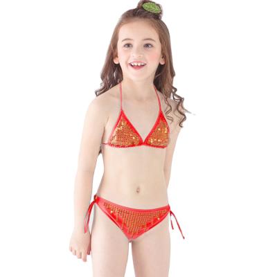 China Summer Breathable Cute Girls Beach Wear High Quality Wearable Sequined Bikini For Kids for sale