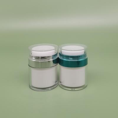 China Airless acrylic plastic pearl white15g 30g 50g PMMA emulsion container cosmetic skin care cream plastic jar pump for sale