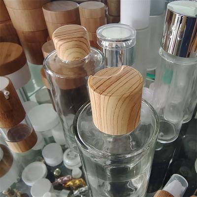 China Eco-friendly Bamboo and Wooden Chiaki Cosmetic Variety Can Be Used Spray Bottle Lotion Lid Pump Bottle With Bamboo Cover Cap Lid for sale