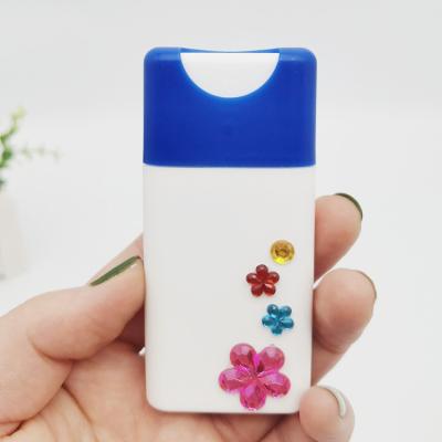 China Hot Sale Pocket Cosmetic Card Type Square Hand Sanitizer Spray Bottle 20ml Credit Card Shape Refillable Plastic Perfume Spray Bottle for sale