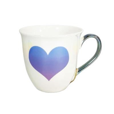 China 600ml CREATIVE, Heart Decal Printing Design Bone China Mug Coffee Mug New for sale