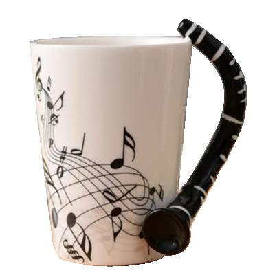 China CREATIVE Music Mug with Clarinet Shaped Handle Ceramic Mug for sale