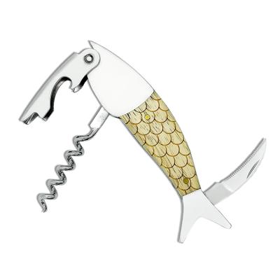 China Fish Shape Waiter's Friend Opener Oak Handle Wine Tool 126.1 x 34.7 x 15.3 mm for sale