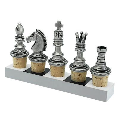 China Various set of 5 chess corks on wooden stand, wine cork for sale