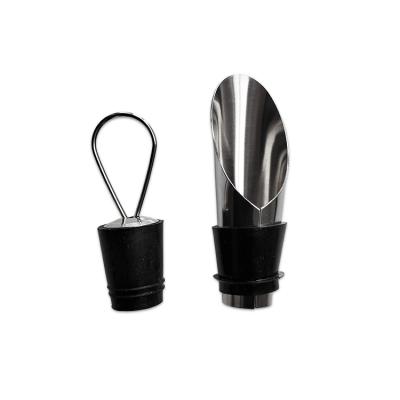 China Stainless steel + stainless steel 2 silicone in 1 pourer and stopper for sale