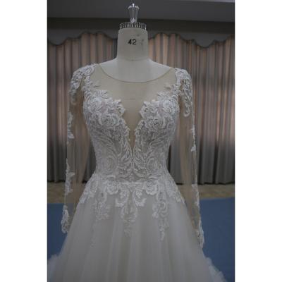 China Breathable 2022 Women Fashion Elegant Comfortable Long Sleeves Bridal Wedding Dress for sale