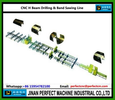 China CNC H Beam Drilling and Band Sawing Line for sale