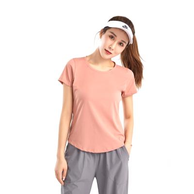 China Factory Customized Cheap QUICK DRY Women's Casual Round Neck Short Sleeve Sports Shorts Sheaths Womens Tops for sale