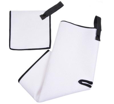 China Wholesale Golf Club Accessories Metal Embroidery Waffle Microfiber Golf Towels with Customize Logo for sale