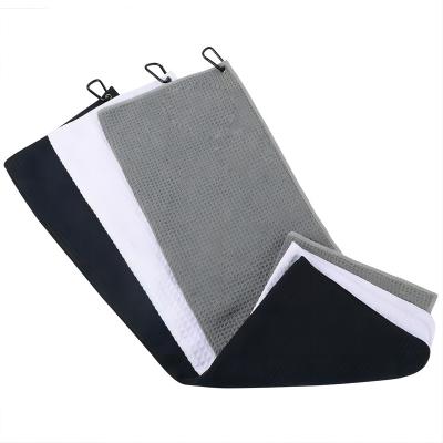 China High Quality Micro Fiber Golf Microfiber Towel Woven Pattern Custom Waffle Golf Towel for sale