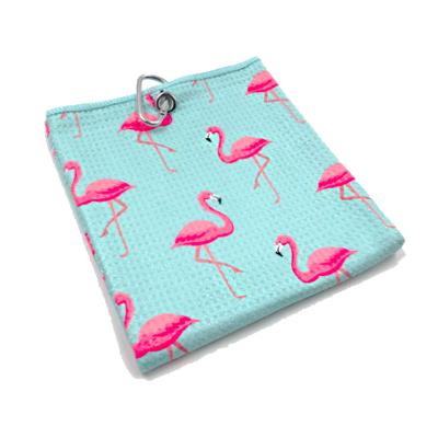 China 40 X 40CM Microfiber Black Polyester and Polyamide Waffle Golf Towels Tri-fold for Sublimation for sale