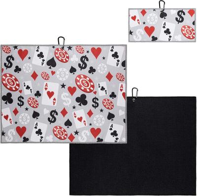 China Microfiber Polyester and Polyamide Digital Print Custom Waffle Golf Towel Magnet Golf Towel Magnetic Golf Towel 40x80cm for sale