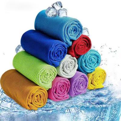 China Customized Logo Print Quick Drying Ice Cold Cool Feeling Sweat Microfiber Travel Gym Sport Cooling Towel for sale