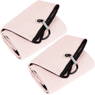 China Wholesale Plain Bulk Custom Logo Golf Accessories Embossed Printed Microfiber Waffle Magnetic Magnet Microfiber Golf Towel for sale