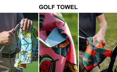 China High Quality OEM Custom Golf Printing Towel Microfiber Waffle Golf Towel for sale