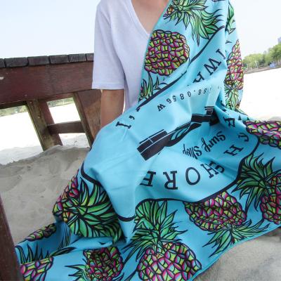 China Summer Large Sublimation Quick Dry Microfiber Beach Towel With Logo Custom Print for sale