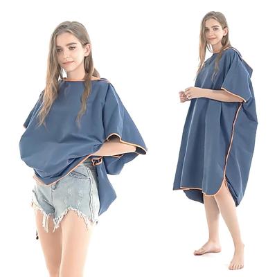 China Custom Adult Microfiber Poncho Towel Hooded Beach Towel Swim Changing Robe Surf for sale