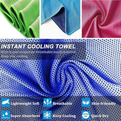 China Custom Multi-color Quick Dry Cool Cold Feeling Ice Neck Towel Gym Long Sports Microfiber Cooling Towels for sale