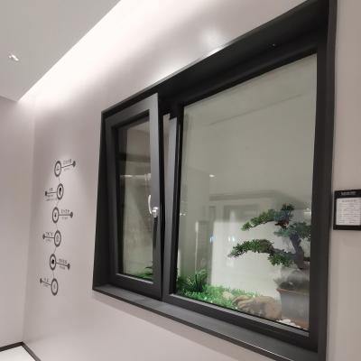 China Low-E Swing Thermal Break Powder Coated Black Aluminum Frame Fixed Canopy Windows for sale