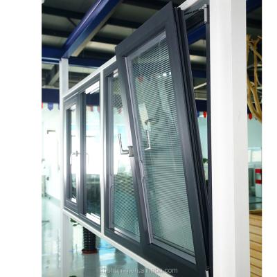 China Big Double Casement Windows Stained Glass Shujing Brand Aluminum Tilt Tower Window With German Hardware for sale