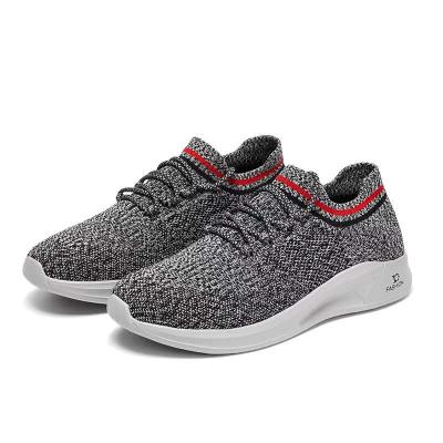 China CUSHIONING 2021 Men Fly-knit Shoes Black and Gray Comfortabal With Soft Socks Outsole Mens Walking Shoes for sale