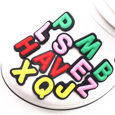 China Clog Charm Wholesale Fashion Alphabet Soft PVC Shoe Charms Accessories 26 Letters Garden Shoes Decor Shoe Charms for sale