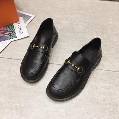 China Hot Selling Black Casual Flat Loafer Cowhide Shoes Women Flat Leather For Women China Factory High Quality Ladies Flat Shoes for sale