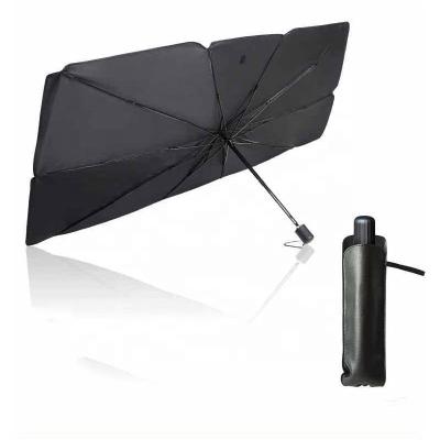 China Portable Front Windshield Sunshade Heat Insulation Nylon Car Umbrella Cover Three-Folding UV Car Umbrella for sale