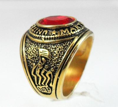 China CLASSIC Red Gemstone Jewelry Customize Vintage Military Gold Mens Fashion Jewelry Rings for sale