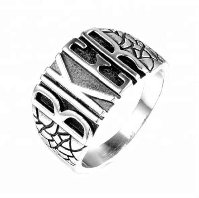 China Biker design style fashion jewelry stainless steel letter punk ring for men and women DM 369 for sale