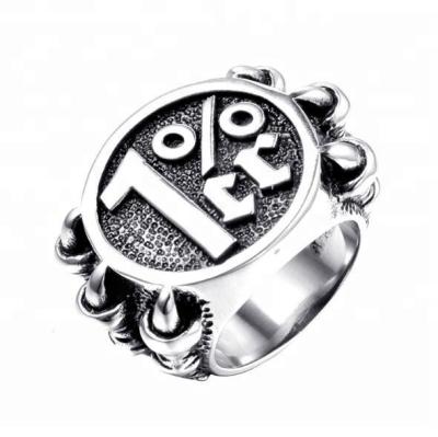 China European and American popular men's retro punk claw new punk style 1 percent 1% ring jewelry DM 365 stainless steel for sale