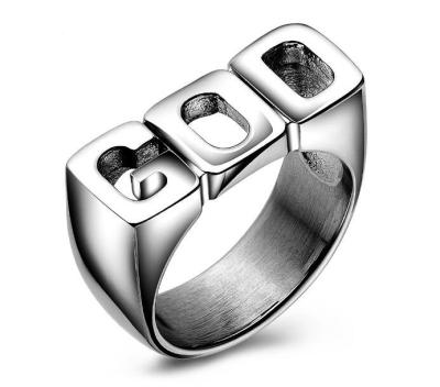 China 2018 New Style Stainless Steel Good Fashion Jewelry Letter God Ring DM 424 for sale