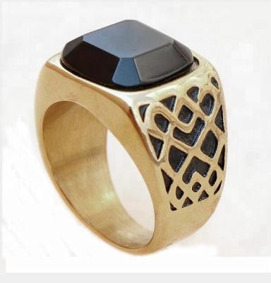 China Stainless Steel China Factory Jewelry Natural Big Black Onyx Stone Ring Designs For Men GSR -056 for sale