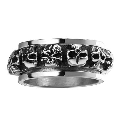 China Punk Jewelry 316L Stainless Steel Skull Spinner Ring For Men DM 503 for sale