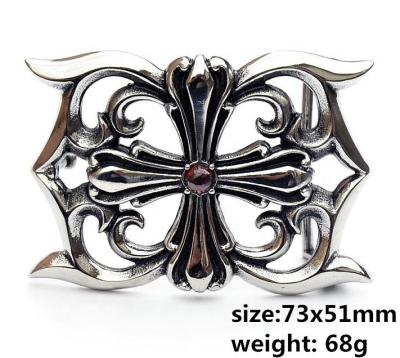 China Cross belt buckle jewelry factory punk stainless steel flower cavity women wholesale cross belt buckle SSB 017 for sale