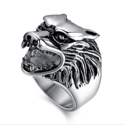 China Stainless Steel Punk Wholesale Jewelry Wolf Animal Ring For Men DM 128 for sale