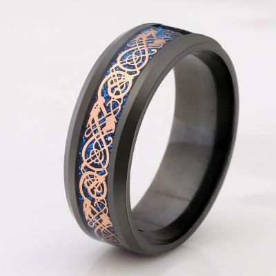 China FASHIONABLE 8mm Tungsten Carbide Ring Gold Celtic Dragon Inlay Ease Fit Men's Wedding Band for sale