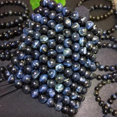 China Tiger Eyes Natural Blue Blue Tiger Eyes Gemstone Round Bead Semi Precious Stone Jewelry for sale