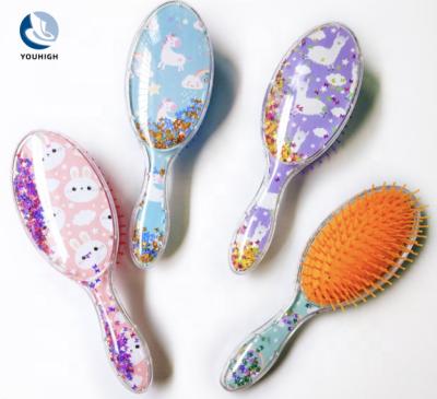 China Girl's Home Transparent Plastic Loose Hair Combs Rainbow Comb Pick Straight Hair Comb for sale