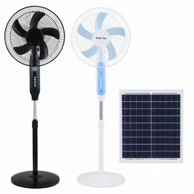 China Household 16 Inch Big Battery High Wind Rechargeable Plastic Solar Floor Fan With Solar Panel for sale