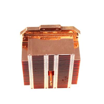 China Ascending Plate Heatsink High Precision Copper Heatsink Stacked Pin Skived End Soldering Heatsink for sale