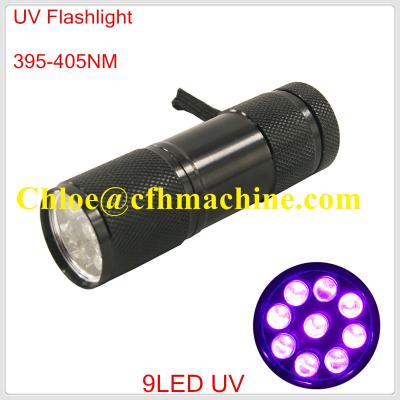 China Aluminum Alloy 3*AAA Battery Powered 395NM 9 UV LED Pocket FLashlight/Torch for sale