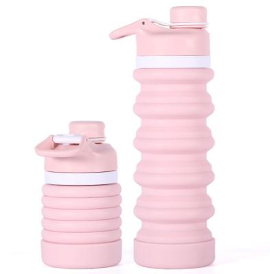 China Outdoor Sports Kettle Large Capacity Stocked Custom Water Bottle Folding Silicone Telescopic Bottle for sale