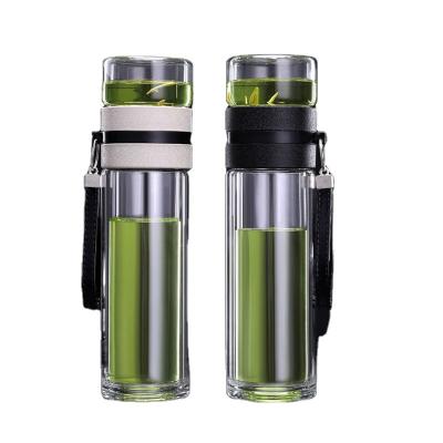 China Sustainable Mikenda Double Wall Glass Tea And Fruit Infusion Bottle 450ml for sale