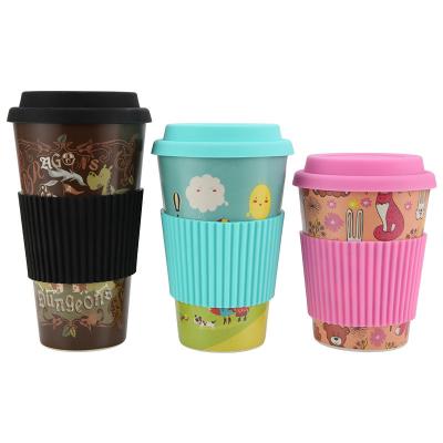 China Viable Mikenda 250/350/450/700ml Customize Logo Bamboo Fiber Coffee Husk Takeaway Coffee To Go Cup Reusable Coffee Cup With Lid for sale