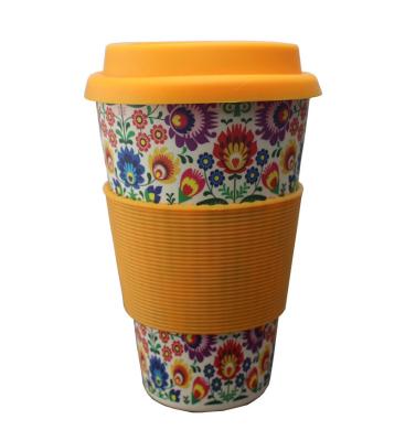 China Bamboo Fiber Stocked Coffee Mug With Eco-friendly Mug Green Degradable And Customized Plastic Water Lid And Silicone Rubber Case LOGO for sale