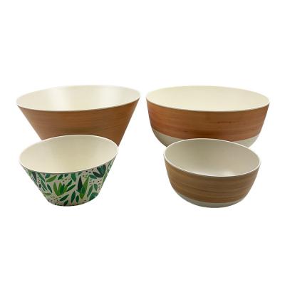 China MIKENDA Sustainable Wholesale Eco-Friendly Customized Bamboo Fiber Round Salad Bowl Serving Bowl for sale